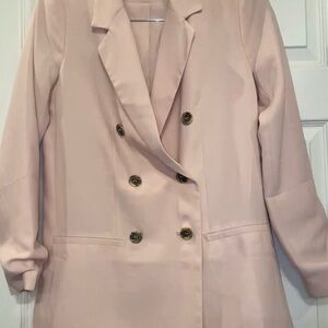 Blush Pink Double-Breasted Women's Blazer